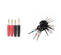 Wzxksoac 4Pcs 4mm B7 24K Gold Plated Musical Speaker Cable Wire Pin Banana Plug with 11Pcs Terminal Removal Tools