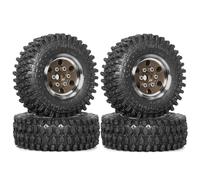Wzxksoac 4pcs 55mm 1.0inch Metal Beadlock Wheel Tire for 1/18 1/24 RC Crawler Car TRX4M SCX24 Upgrade Parts Accessories Brown