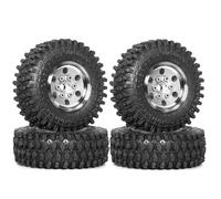 Wzxksoac 4pcs 55mm 1.0inch Metal Beadlock Wheel Tire for 1/18 1/24 RC Crawler Car TRX4M SCX24 Upgrade Parts Accessories Silver