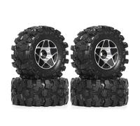 Wzxksoac 4pcs 57mm 1.0inch Metal Beadlock Wheel Tire Set for 1/18 1/24 RC Crawler Car TRX4M SCX24 AX24 FCX24 Black