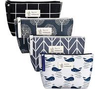 Wzxksoac 4Pcs Canvas Cosmetic Bags Set Makeup Bags Multi-Functional Canvas for Women Girl Vacation Travel,4 Styles,C
