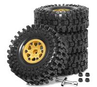 Wzxksoac 4PCS Plastic Wheel Hub 1.9inch Rubber Rock Tyres Wheel Tires for 1:10 RC Crawler Car Axial SCX10 TRX4, Replacement Yellow