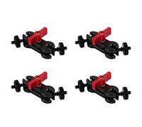 Wzxksoac 4X Dual Ball Head Hot Shoe 1/4 Inch Tripod Magic Arm Mount Adapter DSLR Camera Accessory for Monitor LED Light Red