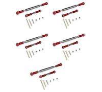 Wzxksoac 5X Metal Adjustable Steering Linkage Servo Link Pull Rod Turnbuckle for MN D90 D99 MN-90-45 1/12 RC Car Crawler,Red