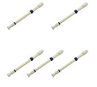 Wzxksoac 5X Students Plastic 8 Holes Soprano Recorder Flute Beige Blue W Cleaning Stick