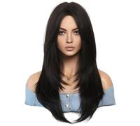 Wzxksoac 64cm European and American Simulation Wig Female Long Hair Center Parted Full Head Set Long Hair Female Set Head Wig Easy to Use,D