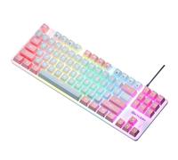 Wzxksoac 87 Key Mechanical Keyboard Green Gaming Keyboard Wired Color Backlit Keyboard for PC Laptop Office Game C