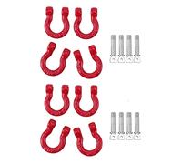 Wzxksoac 8Pcs Red Metal Bumper D-Ring Tow Hook for 1/10 RC Crawler Car -4 Axial SCX10 90046 D90