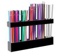 Wzxksoac Acrylic 9.5 Inch for Cabinet Door Straw Holder- Tumbler Straw Organizer Reusable Storage for Small Kitchen Accessories Container Black