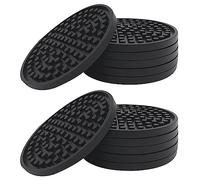 Wzxksoac Black Round Silicone Rubber Drink Coasters (Set of 12) Non-Slip Perfect for Homes & Bars