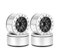 Wzxksoac Black Silver Rim 1.55 Inch Metal Wheel for 1/10 RC Crawler Vehicle Axial SCX10 Ghost TRX4 TRX6 D90 4WD Easy Install
