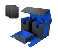 Wzxksoac Card Storage Box for 200+ Cards, Card Deck Case, Card Organizer with 4 Dividers Blue
