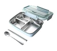 Wzxksoac Container Easy-Clean Stainless Steel Lunch Box, Leak-Proof Design with 3/4 Compartments for Students and Office Workers Blue