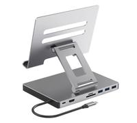 Wzxksoac Docking Station Laptop Stand Aluminum Alloy Multi Port Hub PD USB3.0 Stand SD TF Slot Gigabit Ethernet Docking Station,B