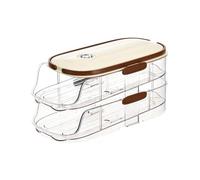 Wzxksoac Double-Row Egg Storage Box Kitchen Refrigerator Side Door Egg Box Transparent Rolling Egg Rack,A