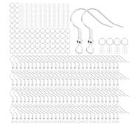 Wzxksoac Earring Making Supplies Kit- Hypoallergenic Earrings Hooks, Fish Hook Style Ear Wires(600 Pieces), Includes Earring Backs& Jump Rings Silver