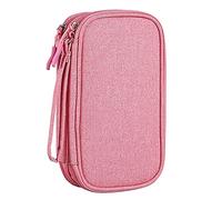 Wzxksoac Electronics Accessories Organizer Pouch Bag, for Power Adapter/Charger/Cables/Pens, Designed for School Girls(Pink)