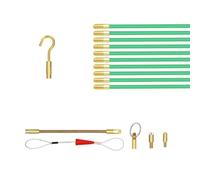 Wzxksoac Fiberglass Fish Tape Pulling Kit, Electrical Wire Running with Push/Pull Cable Rods, Hook and Hole Set, Glow Rod Included