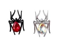Wzxksoac Finished Product Spider Ornaments Retro Alloy Studded Manicure Decoration Black & Silver
