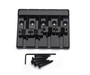 Wzxksoac Fixed Bottom Through 4 String Vintage Bridge 82.3x63.5MM String Spacing 19MM Black