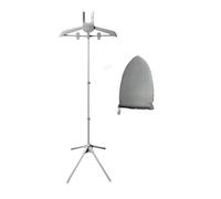 Wzxksoac Foldable Steamer Stand with Ironing Gloves for Clothes, Adjustable Garment Steamer Rack with Two Clips for Suit Shirt Gray