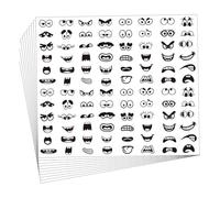 Wzxksoac For Cup Scrapbook Art Craft DIY Decoration, 960Pcs Black Eye Mouth Stickers in 48 Cartoon Face Expression Design