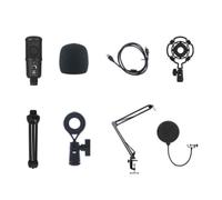 Wzxksoac Gaming USB Microphone Noise Cancellation Condenser Mic for Pc Podcast Microphone with Boom Bracket A