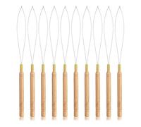 Wzxksoac Hair Extensions Loop Needle Threader Pulling Hook, Needle Threaders with Wooden Handle Bead Threader for Hair Extension