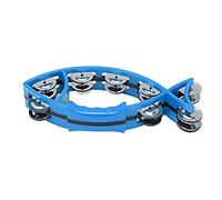 Wzxksoac Hand Tambourine Bell Fish Shaped Hand Bell ABS Metal Double Tambourines Musical Rhythm Instrument for Children(Blue)