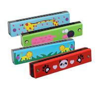 Wzxksoac Harmonica Holder Harmonica Pack of 4 Diatonic Harmonica, Wooden Musical Instrument for Beginners, Professionals, Students