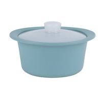Wzxksoac Heat- Microwave Steamer Pot-Silicone Design with Handle& Lid-Grade Steamer Bowl, Dishwasher Safe Cooker Blue