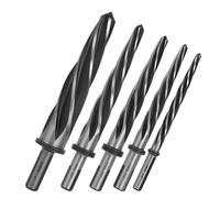 Wzxksoac HSS Taper Chucking Reamer Set- M2 5 PCS for Steel, Metal Wood, Alloy, 1/2" 3-Flat Shank