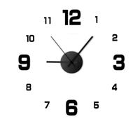 Wzxksoac Large 3D Formations Frameless Wall Clock for Home Office Decorations DIY Wall Watch Art Black