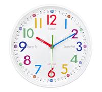 Wzxksoac Learning Clock for Kids-Non-Ticking, Battery Operated, Silent, Telling Time Easily, Colorful Teaching Time Clock