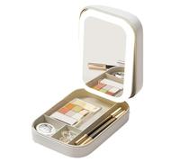 Wzxksoac LED Mirror Makeup Storage Box - Portable Travel Cosmetic Case with Large Capacity, Ideal for Makeup Accessories B