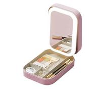 Wzxksoac LED Mirror Makeup Storage Box - Portable Travel Cosmetic Case with Large Capacity, Ideal for Makeup Accessories A