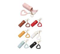 Wzxksoac Lipstick Bag Keychain Lobster Clip Stainless PU Leather Mini Lipstick Container with Heart Pendant Purse Key Organizer