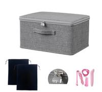 Wzxksoac Locking Adult Game Toy Storage Organizer Lock Box with 2 Drawstring Bags Toy Storage Bins Toys Storage Bags Gray