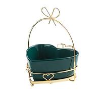 Wzxksoac Luxury Ceramic Fruit Plate with Metal Rack Heart Shaped Snack Dishes Serving Plate Household Tableware Cute Fruit C