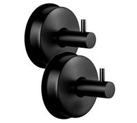 Wzxksoac No Drill Hook for Shower, Hanging Towels Suction Cup Hooks for Door Wreaths on Glass Black