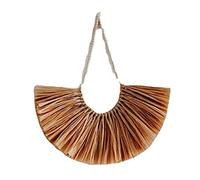 Wzxksoac Nordic Hand-Woven Wood Bead Straw Home Decoration Children's Room Wall Hanging Ornament, Living Room Decor, Linen Color