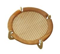 Wzxksoac Pet Sleeping Pad Rattan Mat Rattan Breathable Sleeping Bed Scratch- Cat Raised Bed Wooden Base