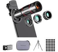 Wzxksoac Phone Camera Lens Kit for Most Smartphones-Upgraded Version 28X Telephoto 20X Macro 0.6X Wide Angle Fisheye 198°