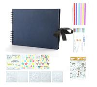 Wzxksoac Photo Albums 80 Black Pages Memory Books A4 Craft Paper DIY Scrapbooking Picture Birthday Childrens Gift,Navy Blue