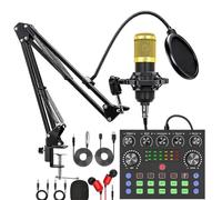 Wzxksoac Podcast Recording Equipment V8S Live Sound Card Bundle with Microphone Set, for Music/Live Streaming for DJ Disco Device