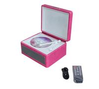 Wzxksoac Portable Wireless Bluetooth Speaker, Multi-Functional Reprodutor CD Retro, Record Audio Player Rose Red