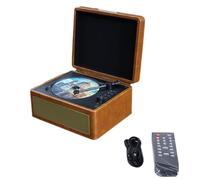 Wzxksoac Portable Wireless Bluetooth Speaker, Multi-Functional Reprodutor CD Retro, Record Audio Player Brown