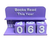 Wzxksoac Reading Challenge Gift 3D Challenge Reading Tracker, Bookshelf Decor Book Read This Year Counter, Number-Blocks Sign Purpler