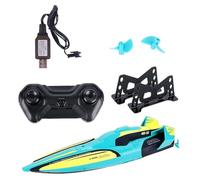 Wzxksoac S1 2.4G High-Speed Remote Control Speedboat 30Km/H Waterproof Electric Remote Control Double Propoler Green