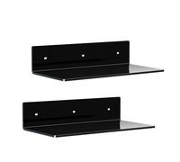 Wzxksoac Small Acrylic Floating Shelf Wall-Mounted Clear Storage Rack for Bathroom Living Room Decor Black